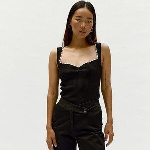 NWT Musier Paris Anel sweetheart-neck cotton-blend top